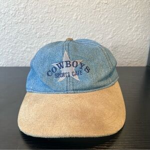 Vintage 90s Dallas Cowboys Cafe Luna Pier Denim Suede‎ Brim Hat Cap Strap Back